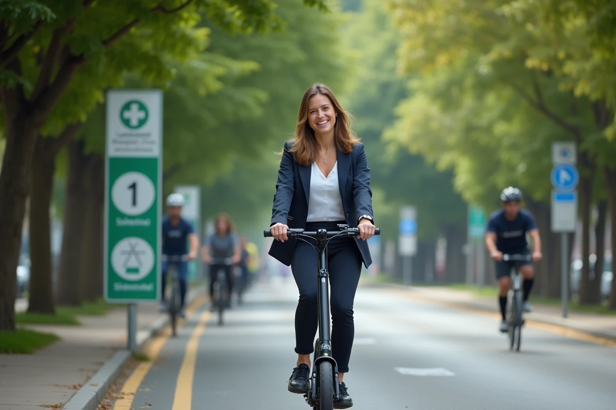 Jeune femme en scooter dans une zone à faibles émissions