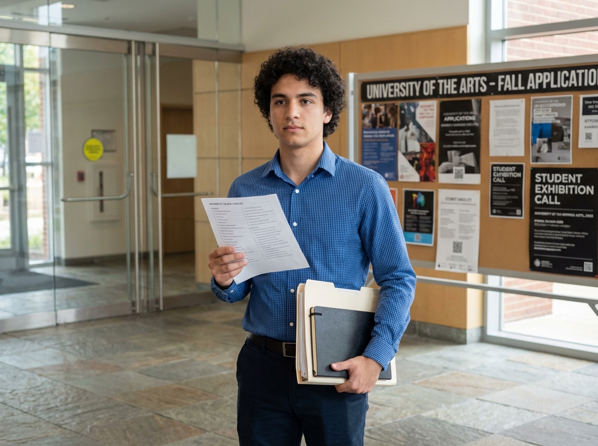Jeune homme dans un hall moderne lisant une checklist d